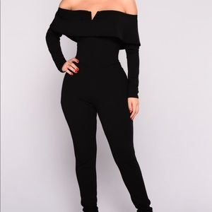 V wire off the shoulder jumpsuit - fashionnova